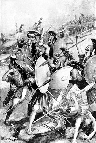 Ilustración de la derrota del ejército ateniense