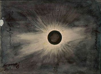 Dibujo del eclipse del 28 de mayo de 1900, observado desde Alicante | Archivo del Real Observatorio Astronómico de Madrid.