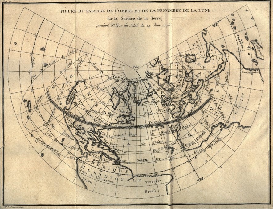 Trayectoria del eclipse total de Sol del 24 de junio de 1778